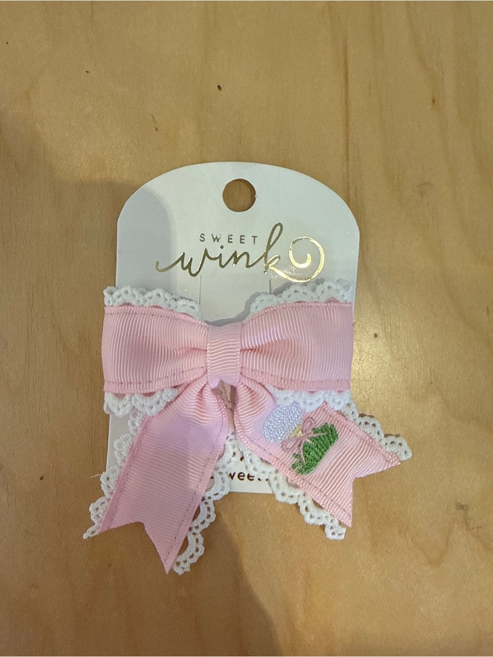 Sweet Wink Pink Lace Bow Hair Clip for Kids